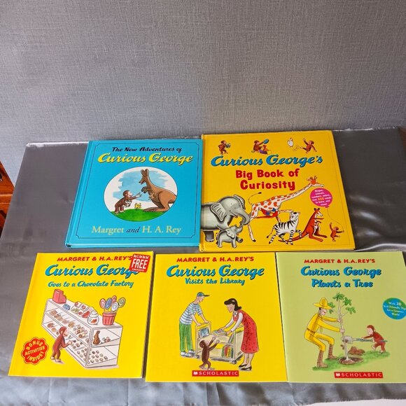 Curious George Book Lot 5 Margret And H.A. Reys Scholastic Kids Childrens Books - Picture 1 of 5